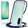 Kilbnom Cover per Samsung Galaxy A26 5G con Cordino, Trasparente Custodia con Laccio Tracolla Cellulare Girocollo Collana Corda Catena Cinghia, Ultra Morbido Silicone TPU Antiurto Case, Blu scuro