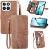 Fertuo Cover per Honor 400 Smart, Custodia a Libro in Pelle PU Flip Case con Porta Carte, Chiusura Magnetica e Cinturino [Disegni di Fiori] Portafoglio Interno Silicone Antiurto, Marrone