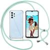 ISOI Cover con Cordino per Samsung Galaxy A13 4G, Custodia Trasparente con Collana Tracolla Laccio Collo Ultra Sottile Morbido TPU Silicone Antiurto AntiGraffio Case, Verde