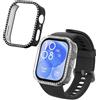 kwmobile Set da 2 Protezione Bordo Orologio Compatibile con Huawei Watch Fit 3 Smartwatch - Rivestimento Glitterato trasparente/nero