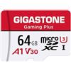 Gigastone 【Solo per Switch 1】GIGASTONE Scheda di Memoria Micro SDXC da 64 GB, Gaming Plus Serie, A1 U3, Velocità Fino a 95/35 MB/s con Adattatore SD per Telefono, Fotocamere, Videocamera, Tablet, Gopro, Switch