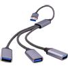 Fllyvly USB Splitter 1 to 3, USB 2.0 Hub Adapter with Charging Cable, High-Speed Data Transfer Up to 480Mbps, Compatible with MacBook, Laptops, Desktops, USB Flash Drives, Mice, Printers, Plug-and-Play