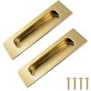 Morobor 2 pezzi Maniglie a filo quadrate in oro brillante, maniglie per porte scorrevoli a lunghezza nascosta, maniglie in acciaio inossidabile per armadio e cassetti