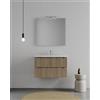 Legnox Consolle Bagno Legnox Rigo 100 cm Rovere con 2 Cassetti, Lavabo, Specchio e Lampada