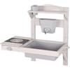 roba Cucina Giocattolo da Esterno - da Appendere - con Accessori - Resistente alle Intemperie - Regalo di Compleanno, Natale, Pasqua - Legno Certificato FSC - Grigio