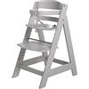 roba Seggiolone Pappa per Bambini Sit Up III - Evolutivo - con Poggiapiedi e Cinghie di Sicurezza Removibili - Altezza Regolabile - Legno Grigio