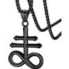 FaithHeart Collana con Ciondolo Croce Satanica Croce Leviatano Doppia Croce Gioielli Satanisti Figo Hiphop Punk Rock Collana di Colore Argento/Nero/18K Oro Placcato da Uomo/Unisex