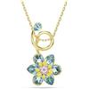 Swarovski Idyllia Collana Pendente, Gioiello Versatile con Cristalli Blu, Motivo a Fiore, Taglio Misto, Chiusura a Moschettone, Placcatura in Tonalità Oro, 42-49 cm, 3,5 x 1,7 cm