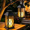 Yowin Lanterne da Esterno 2 Pezzi Grande Lanterna Solare da Giardino con Candele Tremolante, Vetro Temperato, Lampada Solari da Appendere Impermeabile Lampade da Tavolo per Balconi - Nero