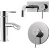 Parama Set miscelatore lavabo ad incasso e bidet senza scarico ed incasso doccia in ottone cromato | Ava