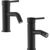 Parama Set miscelatore lavabo e bidet senza scarico in ottone nero opaco | Ava