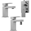 Parama Set miscelatore lavabo e bidet senza scarico ed incasso doccia con deviatore in ottone cromato | Grace