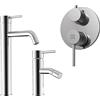 Parama Set miscelatore lavabo alto e bidet senza scarico ed incasso doccia con deviatore in ottone cromato | Ava