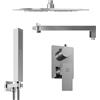 Parama Set doccia squadrato cromato - Miscelatore incasso 2 vie, braccio 40cm, soffione slim 30x30cm e doccino