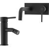 Parama Set miscelatore lavabo ad incasso e bidet senza scarico in ottone nero opaco | Ava