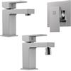 Parama Set miscelatore lavabo e bidet senza scarico ed incasso doccia in ottone cromato | Grace