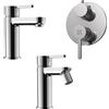 Parama Set miscelatore lavabo e bidet senza scarico ed incasso doccia con deviatore in ottone cromato | Virna