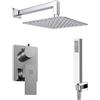 Parama Set doccia squadrato cromato - Miscelatore incasso 2 vie, braccio 30cm, soffione slim 25x25cm e doccino