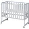 roba Lettino Co-sleeping safe asleep 3 in 1, 45 x 90 cm, Altezza Regolabile, Set Completto con Culla, Inserto, Barriera in Tessuto e Ruote con Freni, Legno Laccato Bianco