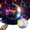 TECKZOON Sfera da discoteca con motore e luce (10 giri/min) - Sfera da discoteca argentata da 20 cm, 6 modalità di colore e 30 perle LED, per discoteca, festa ed effetti luminosi (Specifiche europee)