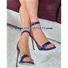 La Strada Sandali a Punta con Cinturino in Vernice Blu Elettrico Tacco a Spillo 11 cm -38-