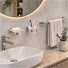 Gedy Set 3 Accessori a Muro in Vetro Satinato e Acciaio Inox Cromato Linea Tonga ,