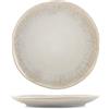 H&H Set 6 Piatti Frutta in Stoneware Yucatan 21 cm - Colore Bianco - Design Minimal con Effetto Reactive e Texture Materiche - Perfetti per Frutta, Dessert e Contorni - Adatti anche alla Ristorazione