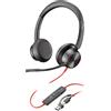 HP Poly Cuffie stereo Poly Blackwire 8225 con connettore USB-C, certificate per Microsoft Teams + adattatore USB-C/A - 8X225AA