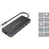CONCEPTRONIC DONN15G - DOCKING STATION 12-IN-1 USB-C (M) 3.2 / HDMI, VGA, USB-C DATA, USB 3.0, USB 2.0, SD, TF/MICROSD, AUDIO, G - CONDONN15G