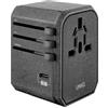 Uniq Ład. Siec. Voyage World Adapter 33W+ 2Xusb + Pd 18W + Qc 3.0 Szary/Charcoal Grey (Lithos Collective)