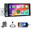 Roinvou Bluetooth Autoradio 1 Din con CarPlay & Android Auto 6,9 Pollici Touchscreen Autoradio con Mirror Link Radio FM USB Typ-C EQ UI Tasto 7 Colori Telecamera Posteriore MIC Roinvou