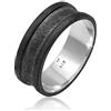 Kuzzoi Anello da uomo, largo, larghezza 8 mm, in argento Sterling 925, ossidato, design basic, nero, anello da uomo, misura 60-66, 0607691620