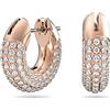 Swarovski Orecchini a cerchio Dextera, Piccoli, Bianchi, Placcato color oro rosa
