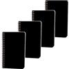 Quanerba Confezione da 4 quaderni tascabili a spirale, piccoli, formato A7, 7,6 x 12,7 cm, con rilegatura a spirale, per ufficio e scuola, 60 fogli/120 pagine, nero (7,6 x 12,7 cm)