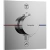 hansgrohe ShowerSelect Comfort E - Miscelatore termostatico incasso, Rubinetto termostatico con blocco di sicurezza (SafetyStop) a 40° C, Termostato quadrato, 2 utenze, cromo