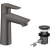 hansgrohe Talis E Miscelatore monocomando lavabo 110 con saltarello, cromo nero satinato, 71710340