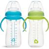 Munchkin Gentle Transition Bicchieri per Bambini | Bicchieri trasparenti con manici e coperchi | Antigoccia | Svezzamento | 9+ mesi | 296 ml | 2 Pack | Blu/Verde