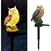 Hosuho - Luci solari a LED, impermeabili, da giardino, con paletto, con gufo di simulazione, paesaggio, per esterni, cortile, cortile, giardino, giardino, prato