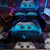 Loussiesd Galaxy Gamepad Set copripiumino 3D per videogiochi,set di biancheria da letto,per bambini,ragazzi,blu,con gradiente di gioco e controller per videogiochi,set di 3 pezzi