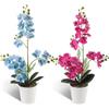LEIMEND 2 Pezzi Orchidea Finta Realistica Rosa e Blu Orchidee Finte Realistiche Orchidee Finte Fiori Artificiali Fiori Finti da Interno per la Tavola l'arredamento l'ufficio le Decorazioni per Matrimo