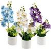 LEIMEND 3 Pezzi Orchidea Finta Realistica Blu Viola Bianco Orchidee Finte Realistiche Orchidee Finte Fiori Artificiali per la Tavola l'arredamento l'ufficio le Decorazioni per Matrimoni