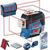 Bosch Professional GLL 3-80 C Livella Laser Rosso, con App, Raggio d'Azione Fino a 30 m, 4 Pile AA, 12 V, Set di 2 Pezzi