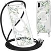 Yoedge Magnetica Cover con Cordino per iPhone X/iPhone XS 5,8 Compatibile con MagSafe, Custodia con Corda Collana Tracolla Laccio, Trasparente TPU Silicone Antiurto Case con Aesthetic Disegni 2-Fiori