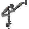 Ergosolid Supporto da tavolo girevole per carichi pesanti con molla a gas per due monitor LCD LED da 17-35 pollici con VESA max. 100 x 100 mm, fino a 2 x 9 kg