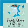 Stuff4 Biglietto di compleanno per papà - Daddy Shark - Biglietti di compleanno per papà da figlia figlio, buon compleanno papà, 145 mm x 145 mm, divertente biglietto di auguri stagionale per papà