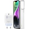 Cellularline Starter Kit Caricabatterie e Custodia Bianco Trasparente per Iphone 14 A2882