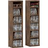 HOMCOM Set 2 Mobili Porta CD a 6 Ripiani Regolabili per 204 CD in Legno, 21x22.5x88.5 cm, Marrone | Aosom Italy