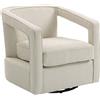 HOMCOM Poltrona Soggiorno Girevole 360°, Poltrona Relax con Schienale e Braccioli Monopezzo, 77x75x72 cm, Beige | Aosom Italy