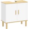 HOMCOM Mobile Sottolavabo con Ripiano Regolabile, Armadio per Lavabo senza Piedistallo, con Ante Scanalate, 60x30x61 cm, Bianco | Aosom Italy