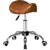 HOMCOM Sgabello con Ruote, Sedia da Lavoro con Altezza Regolabile 49-61 cm e Sella Ergonomica, 52x53x49-61 cm, Marrone | Aosom Italy
